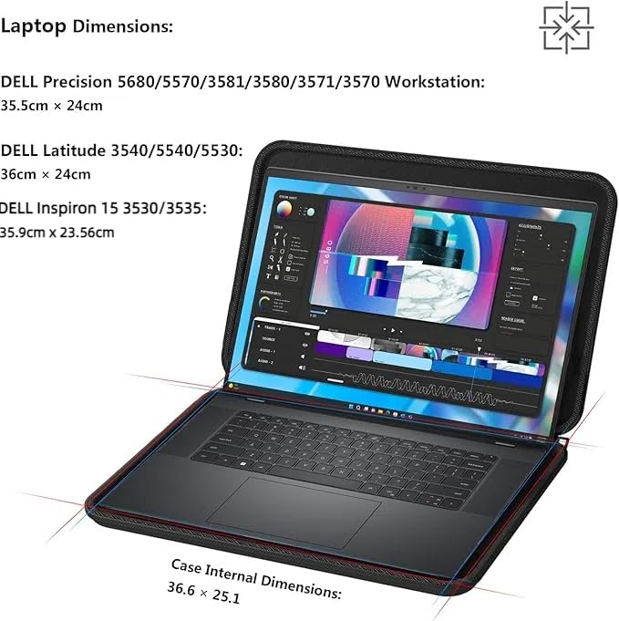Smatree 15-16 inch Laptop Travel Bag for DELL Precision 5690/5680/5570/5520/3591/3590/3581/3580 Workstation, 15.6inch DELL Latitude 3550/5550/3540/5540/5530/5521/5520,Inspiron 15 3530 Laptop Case - color: For 15.6inch DELL Latitude