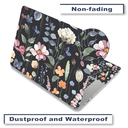 15.6" Laptop Skin Sticker Decal 12 13 13.3 14 15 15.4 15.6 inch Universal Notebook Skin Sticker Cover Personalized Art Decal Computer Protector, Black Flowers Plants - color: Black Flowers Plants