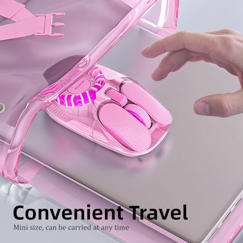 Wireless Bluetooth Mouse, Transparent BT+2.4G Dual-Mode Gaming Mouse with Magnetic Top Cover, Rechargeable RGB Backlit Computer Mouse for Laptop, PC, MacBook, iPad (Pink) - color: Pink