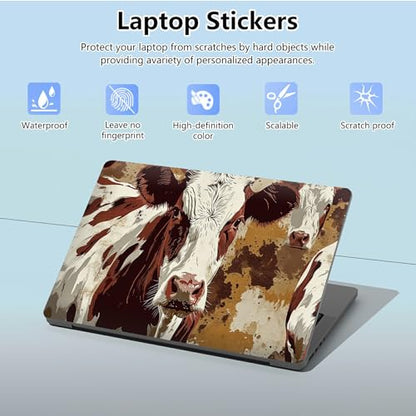 Universal Laptop Skin Sticker with 2 Wrist Pad Skins, Waterproof Scratch Resistant Vinyl Laptop Cover Decal, Cut to Fit for 11–15.6 Inch MacBook HP Dell Lenovo, Cow - color: Cow