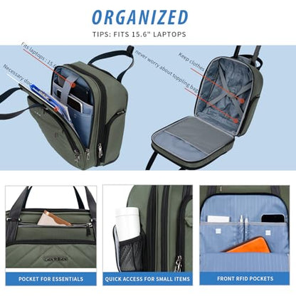 VANKEAN Carry On Underseat 16-inch Multi-functional Underseater Lightweight Overnight Suitcase with Wheels, Roller Case for Men Women Travel Business, Army Green - color: Army Green