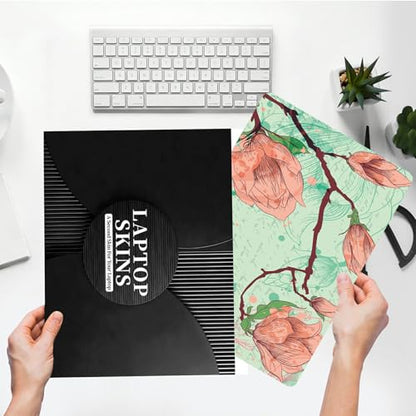 Universal Laptop Skin Sticker with 2 Wrist Pad Skins, Waterproof Scratch Resistant Vinyl Laptop Cover Decal, Cut to Fit for 11–15.6 Inch MacBook HP Dell Lenovo, Magnolia - color: Magnolia