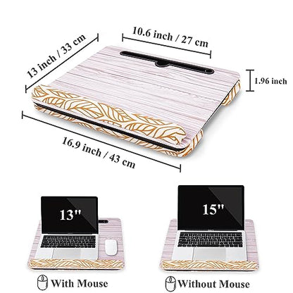 Lap Desk,Fits up to 15.6 inch Laptop Bed Table Computer with Soft Pillow and Storage Bag,Gaming Tray and Writing Tray on Bed for Home Office(2-Light Grey) - color: 2-light Grey
