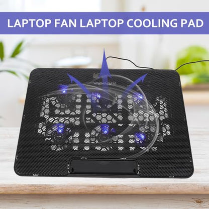 Homoyoyo Laptop Cooling Pad with 6 Fans 15.6-inch Silent Laptop Cooler Stand Holder for Gaming and Work Black Adjustable Cooling Base