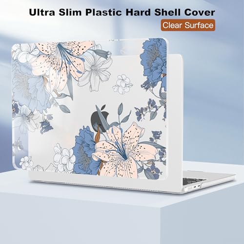 CISSOOK Compatible with MacBook Air 13.6 inch Case 2026 2025 2024 2023 2022 | A3449 A3240 A3113 A2681, 5in1 Set Hard Shell Case Keyboard Cover for MacBook Air 13 inch M2 M3 M4 M5, Lily Flowers - color: Air13.6inch-Floral with lilies