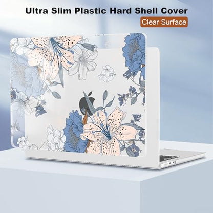 CISSOOK Compatible with MacBook Air 13.6 inch Case 2026 2025 2024 2023 2022 | A3449 A3240 A3113 A2681, 5in1 Set Hard Shell Case Keyboard Cover for MacBook Air 13 inch M2 M3 M4 M5, Lily Flowers - color: Air13.6inch-Floral with lilies