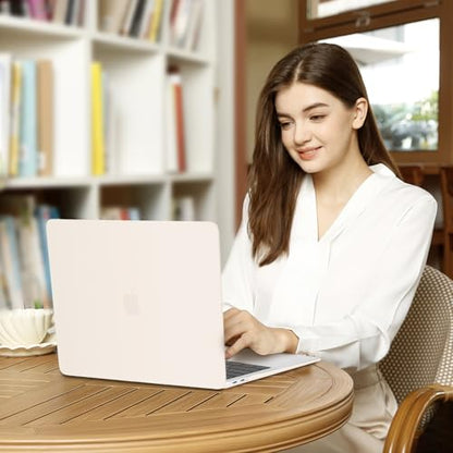 MOSISO Compatible with MacBook Air 13 inch Case M1 2021 2020 2019 2018 | A2337 A2179 A1932, Protective Hard Shell&Keyboard Cover&Screen Film&Pouch for MacBook Air 13.3 inch Case, Beige - color: Beige