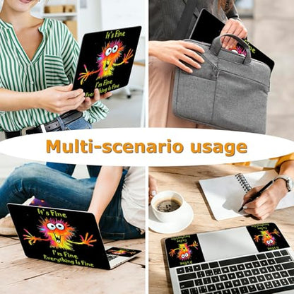 Universal Laptop Skin Sticker with 2 Wrist Pad Decals, 3-Piece Removable Vinyl Laptop Cover, Cute Monster Waterproof Anti-Scratch, Easy-Trim Fit for 13.3" 14" 15.6" Laptops - color: Cute Monster