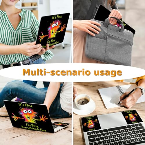 Universal Laptop Skin Sticker with 2 Wrist Pad Decals, 3-Piece Removable Vinyl Laptop Cover, Cute Monster Waterproof Anti-Scratch, Easy-Trim Fit for 13.3" 14" 15.6" Laptops - color: Cute Monster