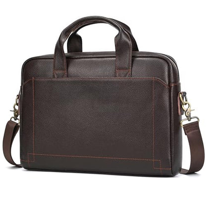 Leather Laptop Bag for Men Briefcase Fits 15.6 Inch Notebook Portable Shoulder Messenger Crossbody Bag for Travel Office - color: 15coffee