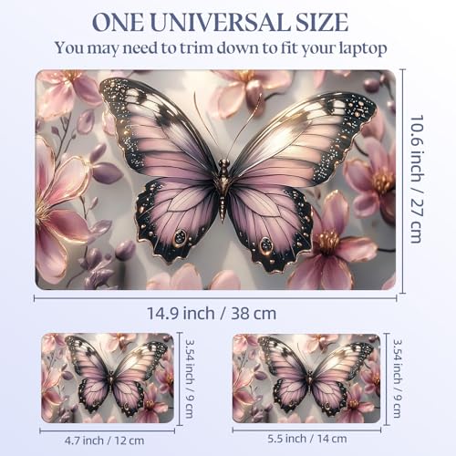 Universal Laptop Skin Sticker Decal,15.6 Inch Laptop Vinyl Cover for 13" 14" 15.6" Laptop,Scratch-Resistant Waterproof Protector Wrap,Reusable with Wrist Pads,Lilac Gilded Butterfly - color: Lilac Gilded Butterfly