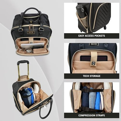 Kenneth Cole REACTION Chelsea Chevron Quilted Luggage, Black, Underseater, 17-Inch Carry On - color: Black, size: 17-Inch Underseater
