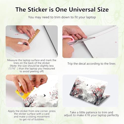 Laptop Skin Sticker Decal, Universal Reusable Vinyl Laptop Cover for 12" 13" 13.3" 14" 15" 15.4" 15.6" Notebook PC, Reusable Waterproof Scratch-Resistant with 2 Wrist Pads,Watercolour Trees - color: Watercolour Trees