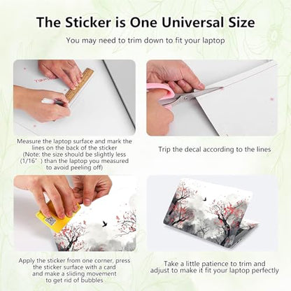 Laptop Skin Sticker Decal, Universal Reusable Vinyl Laptop Cover for 12" 13" 13.3" 14" 15" 15.4" 15.6" Notebook PC, Reusable Waterproof Scratch-Resistant with 2 Wrist Pads,Watercolour Trees - color: Watercolour Trees