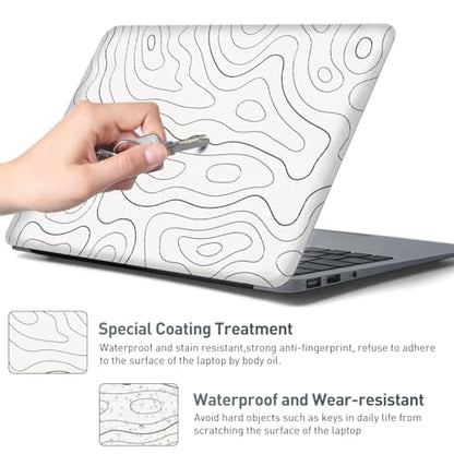 Universal Laptop Skin Sticker,Waterproof Reusable Vinyl Laptop Sticker Cover Art Protector Notebook PC,Cute Cartoon Notebook Stickers Decal,Fits 12 13 13.3 14 15 15.4 15.6 inch-White Line - color: Topographic White