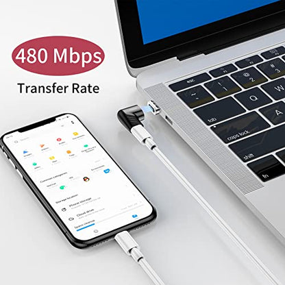 USB C Magnetic Adapter,(2 Pack) Magnetic USB C Adapter,PD 120W Fast Charge,480Mbps Transfer Speed,Compatible with MacBook,USB C Device - size: USB 2.0, style: Elbow-2 Pack