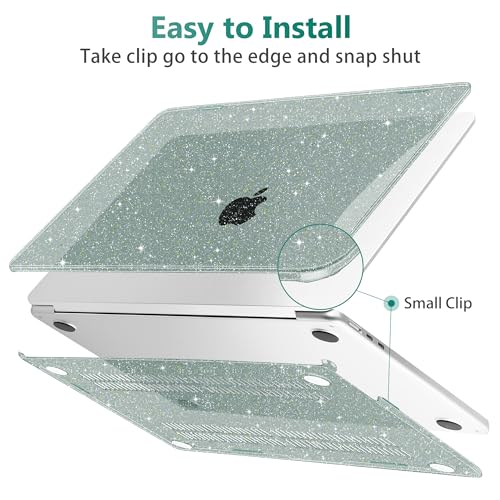 May Chen for 2022 MacBook Air 13.6 Inch Model A2681, Plastic Hard Shell Case for MacBook Air 13.6" M2 Chip with Liquid Retina Display Fits Touch ID, Midnight Green Glitter A - color: Midnight Green Glitter A