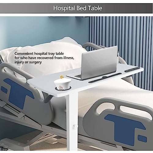BeGyoku Overbed Table,Hospital Bed Table,Pneumatic Bedside Table Adjustable Over The Bed with Hidden Wheels&USB,Mobile Laptop Cart&Rolling Tray Table Hospital Home Use-White1 - color: White1-32" L X 16" W