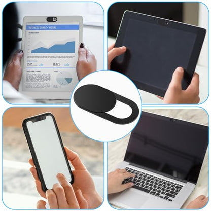 Amabro 8PCS Webcam Cover Slide, Thin Phone Camera Cover Laptop Computer Camera Cover Slide Blocker Slider Lens Cover Protector Protect Privacy Security Fits Desktop PC Tablet Pad(Black) - color: Black