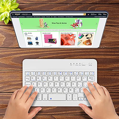 DETUOSI Universal 7-8 inch Wireless Keyboard, Multi-Device Travel Portable Ultrathin (6mm) Lightweight Wireless Keyboard for iOS/Android/Windows Tablet, Computer and Phone #White - color: White