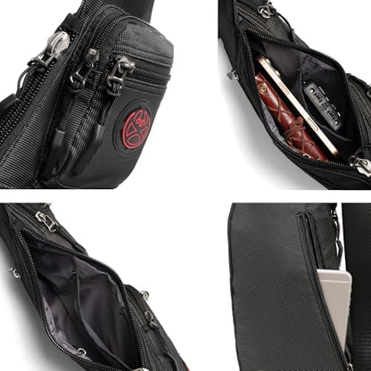 NICGID Sling Bag Chest Shoulder Backpack Crossbody Daypack for Men Women | Travel Outdoor Hiking Concealed Carry Fishing Fanny Tool Small Casual - color: Black-2620n