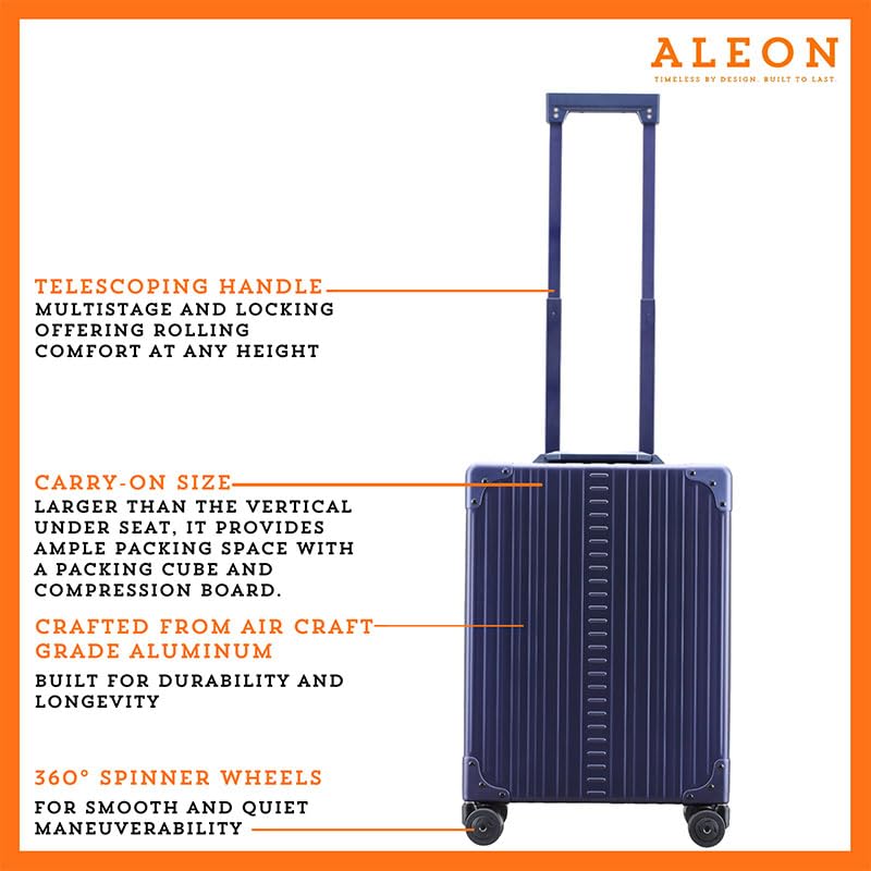 All-Aluminum 21" Vertical Carry-On Business Briefcase, TSA-Approved Hardshell Case, Spinner Wheels, Laptop Compartment, Aluminum Frame Cabin Bag for Travel & Business, Durable & Sleek (Sapphire) - color: Sapphire