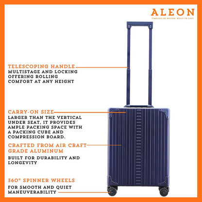 All-Aluminum 21" Vertical Carry-On Business Briefcase, TSA-Approved Hardshell Case, Spinner Wheels, Laptop Compartment, Aluminum Frame Cabin Bag for Travel & Business, Durable & Sleek (Sapphire) - color: Sapphire