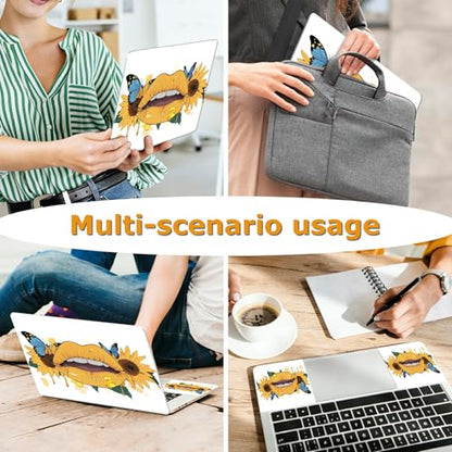 Universal Laptop Skin Sticker with 2 Wrist Pad Decals, 3-Piece Removable Vinyl Laptop Cover, Yellow Lip Sunflower Waterproof Anti-Scratch, Easy-Trim Fit for 13.3" 14" 15.6" Laptops - color: Yellow Lip Sunflower