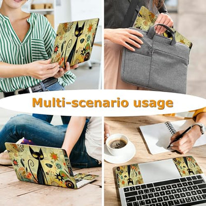 Universal Laptop Skin Sticker with 2 Wrist Pad Decals, 3-Piece Removable Vinyl Laptop Cover, Graffiti Cat Waterproof Anti-Scratch, Easy-Trim Fit for 13.3" 14" 15.6" Laptops - color: Graffiti Cat