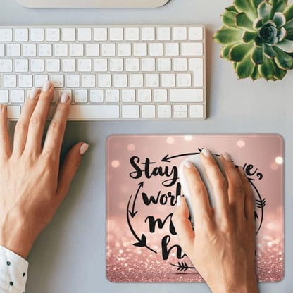 Stay Positive Work Hard and Make It Happen Gaming Computer Keyboard Cute Mouse Pad with Anti-fray Stitching, Premium-Textured Alfombrilla para Mouse with Non-Slip Rubber Base, 10 x 12 inch - color: Stay Positive Work Hard and Make It Happen