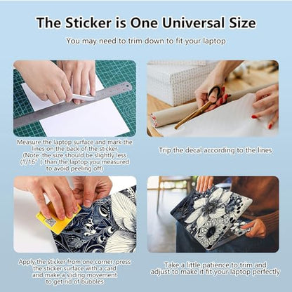 Universal Laptop Skin Sticker with 2 Wrist Pad Skins, Waterproof Scratch Resistant Vinyl Laptop Cover Decal, Cut to Fit for 11–15.6 Inch MacBook HP Dell Lenovo, Black White Sunflowers - color: Black White Sunflowers