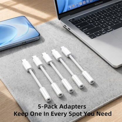 10Pack USB C to Headphone Jack Adapter,USB c to 1/8 inch Audio Adapter Compatible with iPhone 16 15 Samsung Galaxy S25,S24,S23 Ultra, Note 20, iPad Pro, MacBook, Pixel XL and More - size: 10 Pack