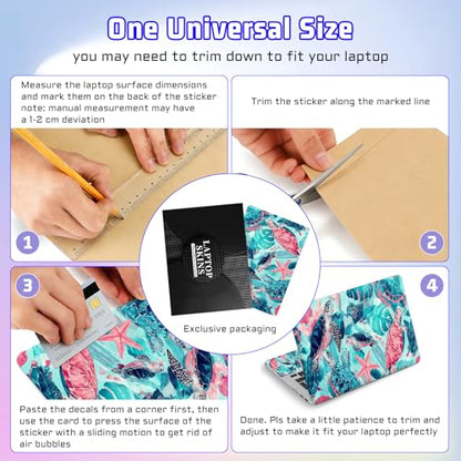 Universal Laptop Skin Sticker Decal, Compatible with MacBook HP Dell Lenovo 12"-15.6", Reusable Vinyl Notebook Cover 3PCS Set, High-Recognition Film-Tropical Sea Turtle - color: Tropical Sea Turtle