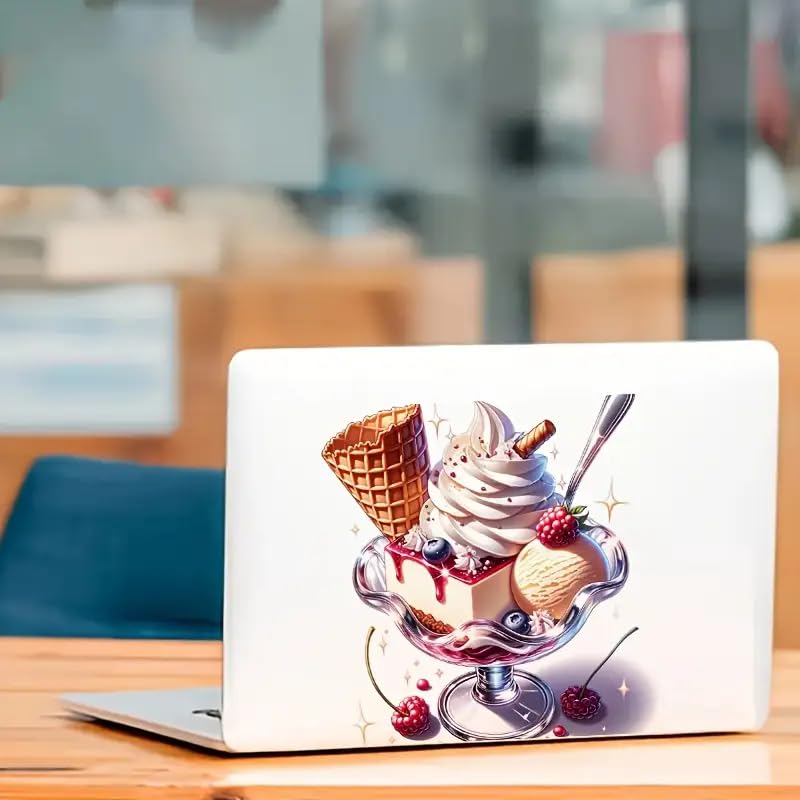 Gourmet Ice Cream Cake PVC Vinyl Car Decals Stickers Waterproof Self-Adhesive Decals for Cars, Laptops, Trucks, Motorcycles Wall Window Luggage Scratch Cover Door Decor Sticker