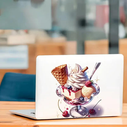 Gourmet Ice Cream Cake PVC Vinyl Car Decals Stickers Waterproof Self-Adhesive Decals for Cars, Laptops, Trucks, Motorcycles Wall Window Luggage Scratch Cover Door Decor Sticker