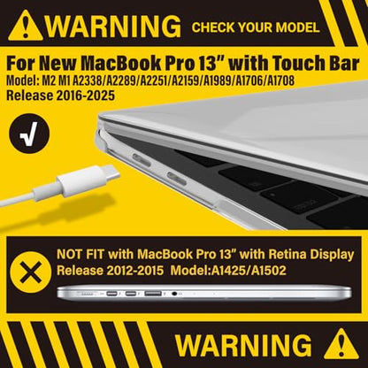 IBENZER Compatible with MacBook Pro 13 Inch Case M2 M1 2026 2025 2024 2023 2022 A2338 A2289 A2251 A2159 A1989 A1706 A1708, Hard Shell Case & Keyboard Cover for Mac Pro 13, Crystal Clear, T13CYCL+1A - color: Crystal Clear