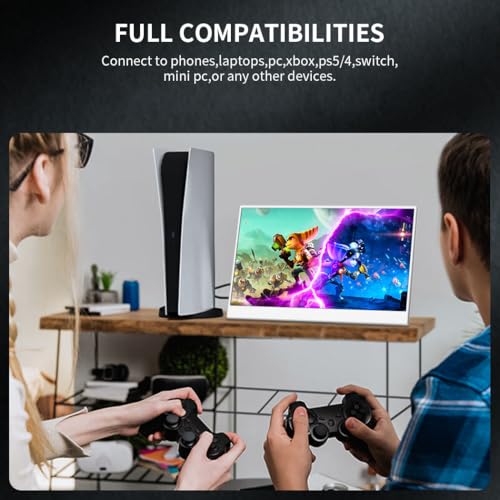 14 Inch Touchscreen Portable Monitor,FHD 1080p,100% sRGB Display,Built USB-C,HDMI,Mini DP,Folding Kickstand Extend Second Screen for Laptop/PC/Phone/Game Console - size: 14 Inch