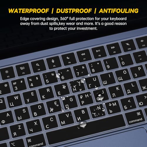 Russian Keyboard Cover Skin Compatible with 2026 Apple MacBook Neo 13 inch A3404 with A18 Pro Chip,13" MacBook Neo A18 Pro Silicone Keyboard Protector with Russia Language - Black - color: Black-Russian, size: MacBook Neo 13" 2026+