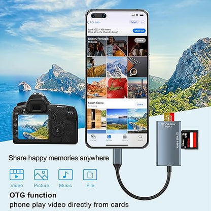DCHAV UHS-II USB C to SD Card Reader USB 3.0 A OTG Adapter Dual Connector Converter for Micro SD TF SDHC SDXC Microsd Compatible with Computer PC Laptop SD 4.0 Camera Memory Card Android Phone Mac