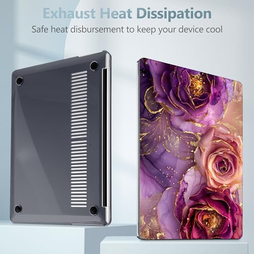 Mektron Printed Case for 2025 Microsoft Surface Laptop Windows 11 Copilot+ PC Surface Laptop 13 inch Touchscreen Display Cover Fits Model 2095, Marble Flowers - color: Marble Flowers