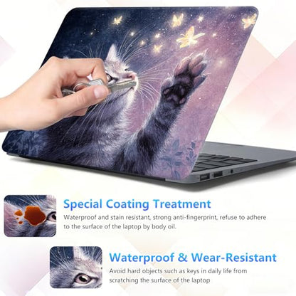 Laptop Skin Sticker Decal 15-15.6 Inch with Cute Mouse Pad, Universal Reusable Vinyl Sticker for 12.1 13 13.3 14 15.4 Inch Netbook and Notebook PC, Cute Cat Butterflies - color: Cute Cat Butterflies