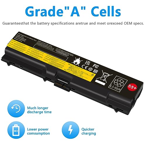 Battery for Lenovo ThinkPad E40 E50 E420 E425 E520 E525 L410 L412 L420 L421 L510 L512 L520 SL410 2842 SL510 T410 T410i T420 T510 T520 W510 W520 ThinkPad Edge 14" 05787UJ 05787VJ 05787WJ 05787XJ - size: 7.9x2.1x0.7inch T410