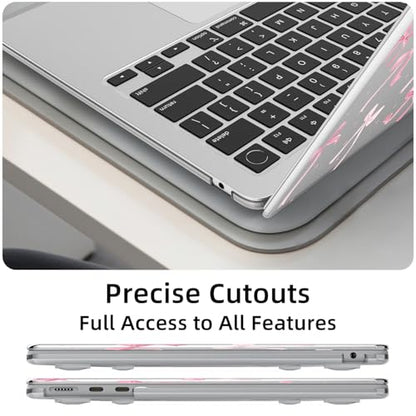 for MacBook Air 13.6 Inch Case M5/M4/M3/M2 2026-2022 Release A3449 A3240 A3113 A2681 Pink Bow Cute Design Crystal Clear Girly Case Laptop Protective Hard Shell Cover - color: Pink Bow