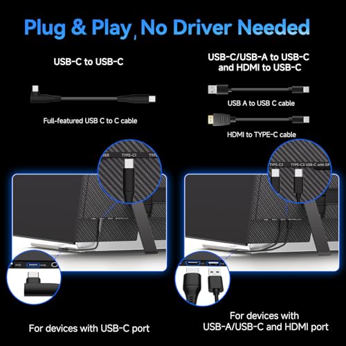 Laptop Screen Extender, 15.3" 16:10 IPS 100% sRGB Portable Travel Monitor for Laptop, FHD 1200P External Display Screen, Dual Screen Attachment Plug & Play for Mac Windows - size: 15.3"