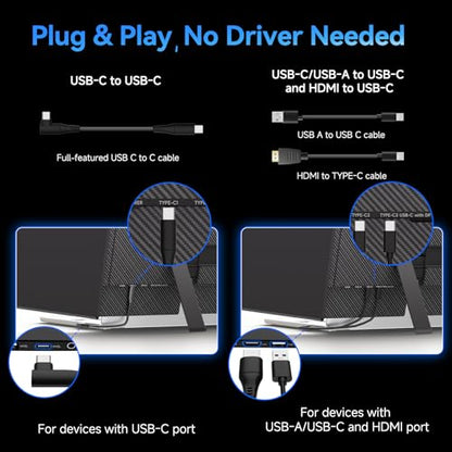Laptop Screen Extender, 15.3" 16:10 IPS 100% sRGB Portable Travel Monitor for Laptop, FHD 1200P External Display Screen, Dual Screen Attachment Plug & Play for Mac Windows - size: 15.3"