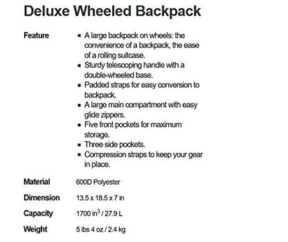 Everest Deluxe Wheeled Backpack, Navy, One Size - color: Navy
