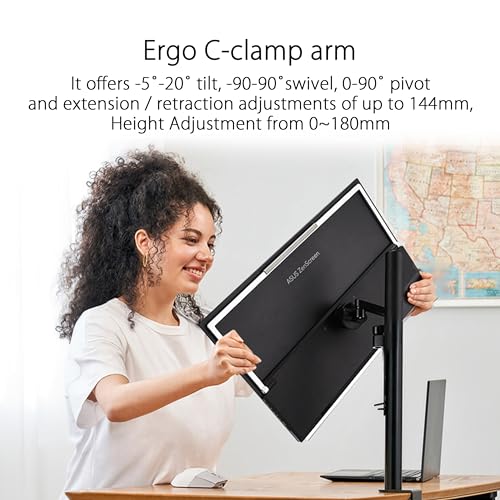 ASUS ZenScreen MB229CF 22 Inch 1080p 100Hz, USB-C Portable Monitor | USB-C 60W, C-clamp Arm, Speakers, Partition Hook, Kickstand, IPS, Subwoofer, Carrying Handle ,Display for MacBook and PC - style: 22" Multi-stand Design