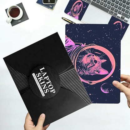 Universal Laptop Skin Sticker with 2 Wrist Pad Decals, 3-Piece Removable Vinyl Laptop Cover, Astronaut Cat Waterproof Anti-Scratch, Easy-Trim Fit for 13.3" 14" 15.6" Laptops - color: Astronaut Cat