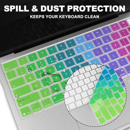 Allinside Keyboard Cover for 2026 MacBook Neo 13-inch A3404 (A18 Pro) & MacBook Air 13"/15" and MacBook Pro 14"/16" (M5 Chip), Premium Silicone Keyboard Protector Skin, US ANSI Layout, Rainbow - color: Rainbow