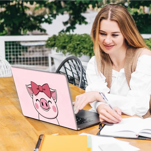 Laptop Skin Sticker Decal, Universal Reusable Vinyl Laptop Cover for 12" 13" 13.3" 14" 15" 15.4" 15.6" Notebook PC, Waterproof Scratch-Resistant with 2 Wrist Pads, Easy to Apply & Remove,Cute Pink Pig - color: Cute Pink Pig